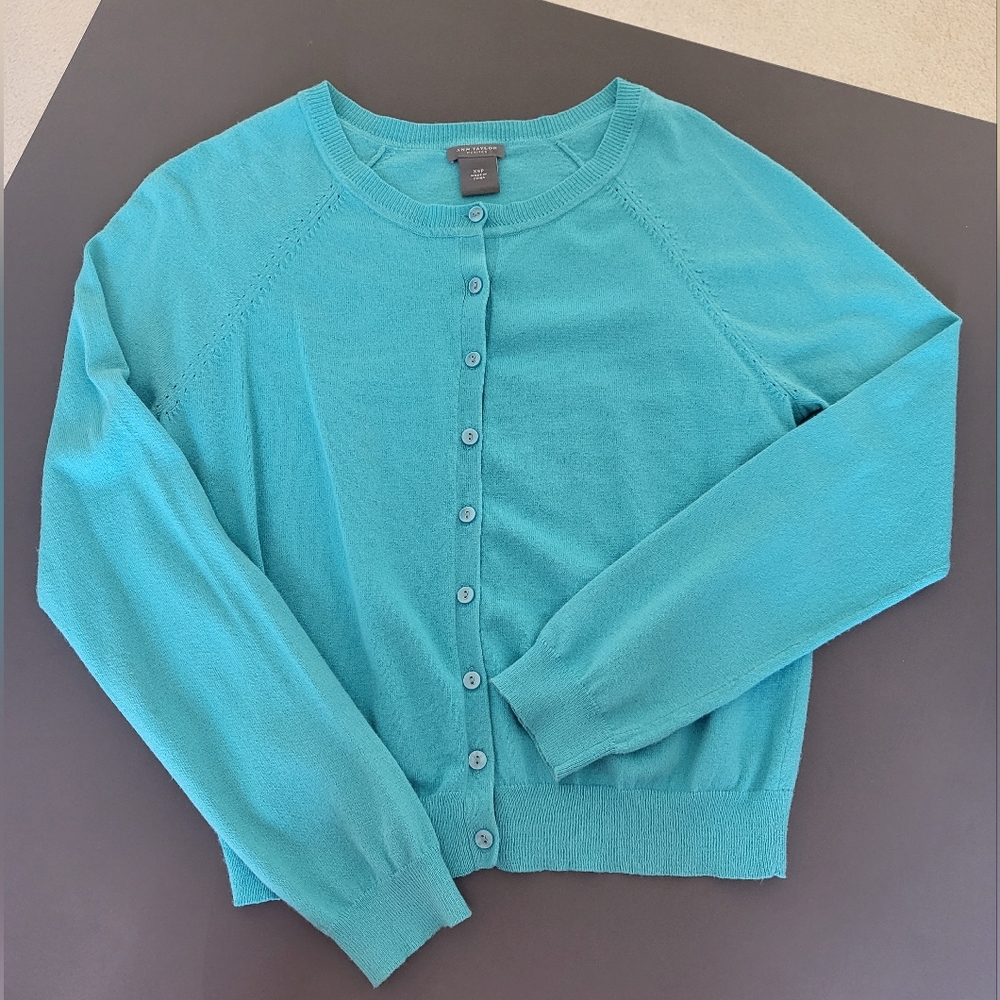 Ann Taylor Cardigan XSP Blue